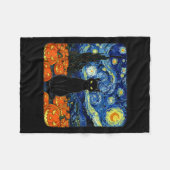 Halloween Black Cat Costume Van Gogh Starry Night フリースブランケット (正面(横))