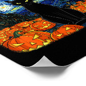 Halloween Black Cat Costume Van Gogh Starry Night  ポスター (角)