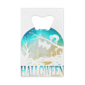 Halloween Black Cat Full Moon and Bats クレジットカード栓抜き (裏面)