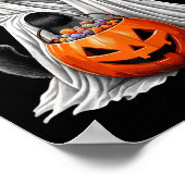 Halloween Black Cat Ghost Costume Pumpkin  ポスター (角)