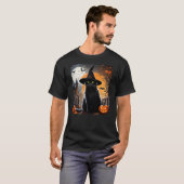 Halloween Black Cat Hat Spooky Cat and Pumpkin Gra Tシャツ (正面フル)