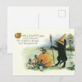 Halloween Black Cat Kitten Mice Mouse Postcard ポストカード (正面/裏面)
