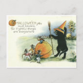 Halloween Black Cat Kitten Mice Mouse Postcard ポストカード (正面)