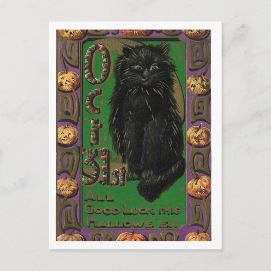 Halloween Black Cat Mice Mouse Postcard ポストカード (正面)