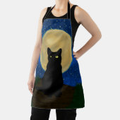 Halloween Black Cat Moonlit Silhouette  エプロン (インサイチュ)