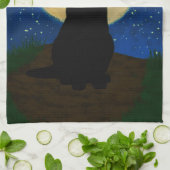 Halloween Black Cat Moonlit Silhouette  キッチンタオル (折り畳み)