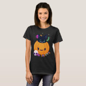 Halloween Black Cat Pumpkin Candy For Kids Girls Tシャツ (正面フル)