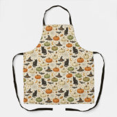 Halloween Black Cat Pumpkins エプロン (正面)