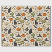 Halloween Black Cat Pumpkins ラッピングペーパー (フラット)