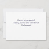 Halloween Black Cat, Pumpkins, Lantern on Purple カード (裏面)