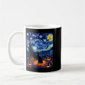 Halloween Black Cat Van Gogh Starry Night Cat Cost コーヒーマグカップ (左)