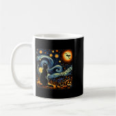 Halloween Black Cat Van Gogh Starry Night Cat Love コーヒーマグカップ (左)