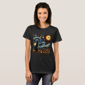 Halloween Black Cat Van Gogh Starry Night Cat Love Tシャツ (正面フル)