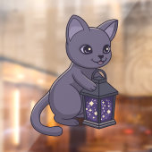 Halloween Black Cat with Magical Lantern ウィンドウサイン (シート2)