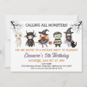 Halloween Black Costume Party Monsters Birthday 招待状 (正面)