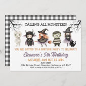 Halloween Black Costume Party Monsters Birthday 招待状 (正面/裏面)