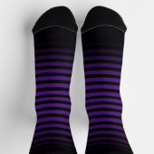 Halloween Black purple horizontal stripes ombre ソックス (上部)