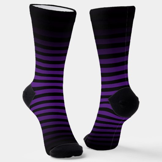 Halloween Black purple horizontal stripes ombre ソックス (傾斜あり)