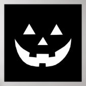 Halloween black white Jack o lantern pumpkin ポスター (正面)