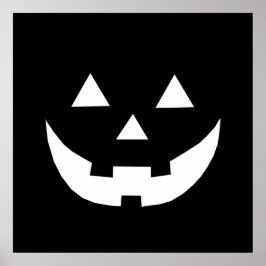 Halloween black white Jack o lantern pumpkin ポスター