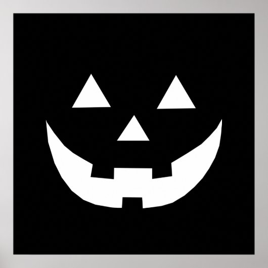 Halloween black white Jack o lantern pumpkin ポスター (正面)