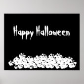 Halloween black white skulls pile custom text  ポスター (正面)