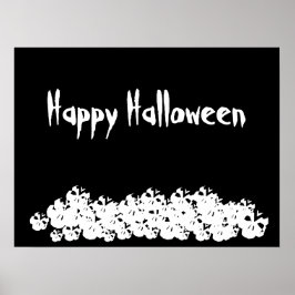 Halloween black white skulls pile custom text  ポスター