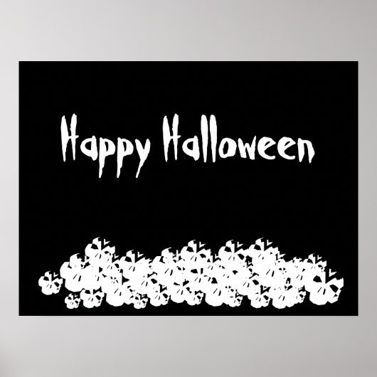 Halloween black white skulls pile custom text  ポスター (正面)