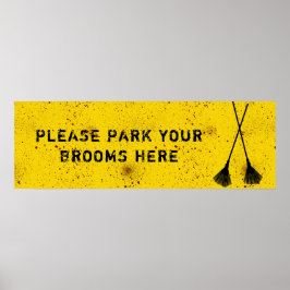 Halloween Blood Splattered Broom Parking Poster ポスター