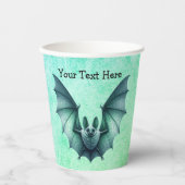 Halloween Blue Green Flying Bat Furry Body 紙コップ (正面)