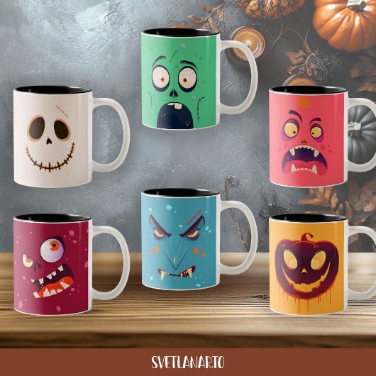Halloween Blue Grumpy Vampire Coffee Mug ツートーンマグカップ