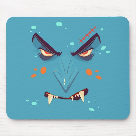 Halloween Blue Grumpy Vampire Mousepad マウスパッド (正面)