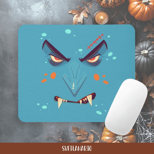 Halloween Blue Grumpy Vampire Mousepad マウスパッド