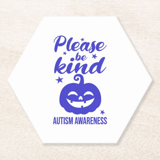 Halloween Blue Pumpkin Autisim Awareness ペーパーコースター (正面)
