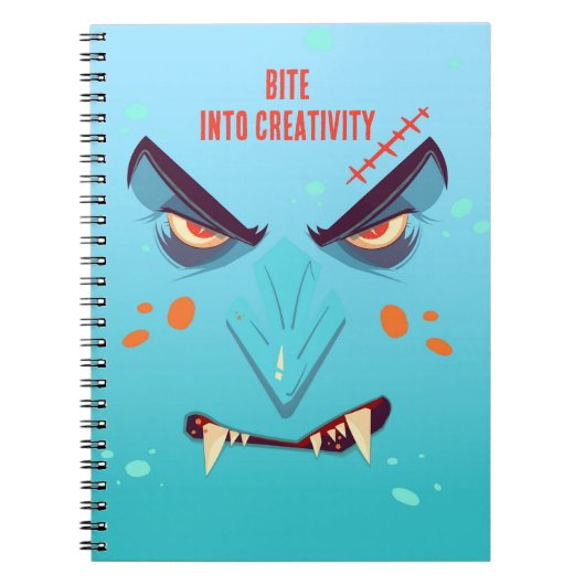 Halloween Blue Vampire Face Spiral Notebook ノートブック (正面)