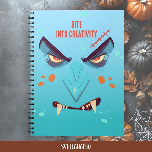 Halloween Blue Vampire Face Spiral Notebook ノートブック