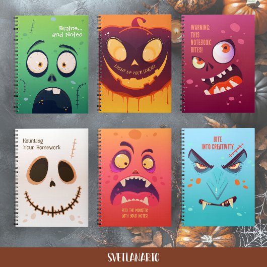 Halloween Blue Vampire Face Spiral Notebook ノートブック