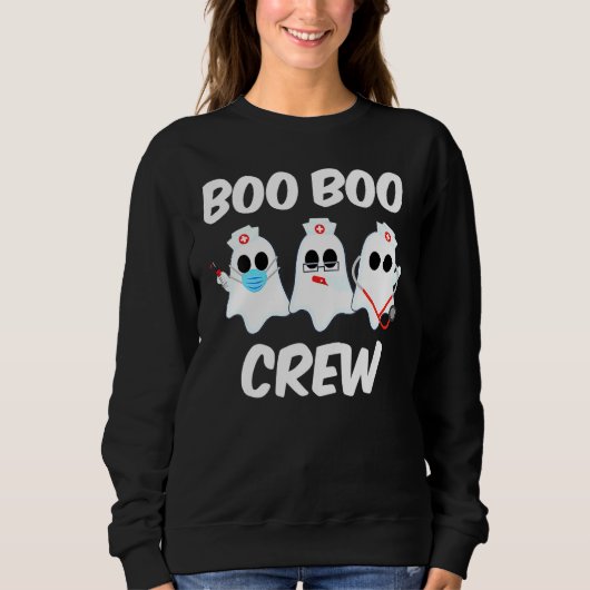 Halloween Boo Boo Crew Ghost Nurse Costume Rn Nurs スウェットシャツ (正面)