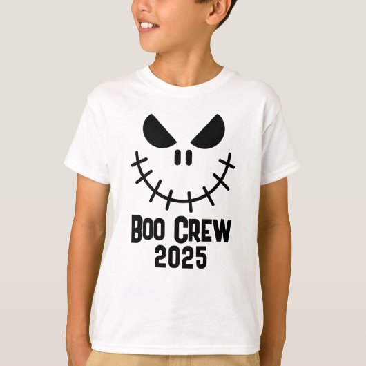 Halloween Boo Crew 2025 evil grin group matching Tシャツ (正面)