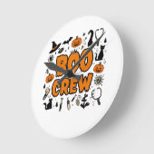 Halloween Boo Crew Clock – Playful Ghost Home Deco ラウンド壁時計 (傾斜)