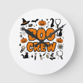 Halloween Boo Crew Clock – Playful Ghost Home Deco ラウンド壁時計