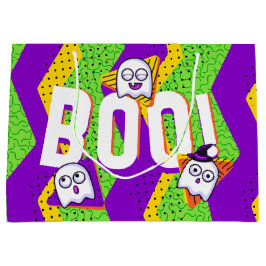 Halloween BOO Ghosts Green Party Bag ラージペーパーバッグ