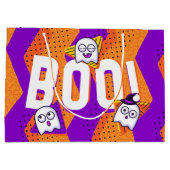 Halloween BOO Ghosts Orange Party Bag ラージペーパーバッグ (裏面)