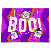 Halloween BOO Ghosts Purple Party Bag ラージペーパーバッグ (正面)