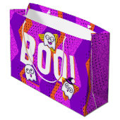 Halloween BOO Ghosts Purple Party Bag ラージペーパーバッグ (裏面アングル)