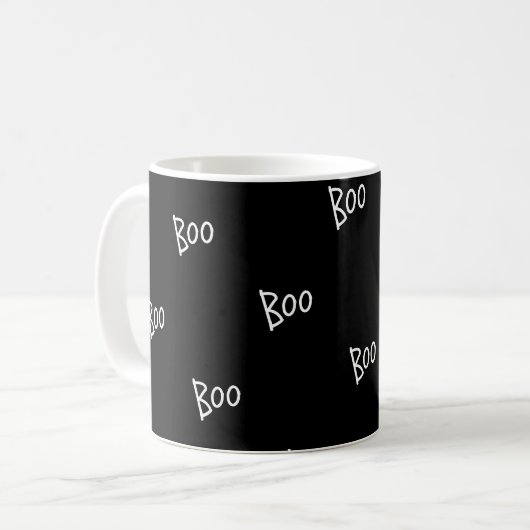 Halloween boo typography black white コーヒーマグカップ (正面左)