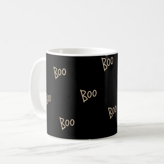 Halloween boo typography pattern コーヒーマグカップ (正面左)