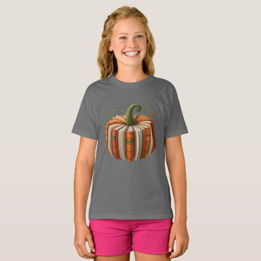 Halloween Bookish Pumpkin Shirt – Fall Reading Tシャツ (正面フル)