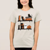 Halloween Books on Shelf Reading Enthusiast  トライブレンドＴシャツ (正面)