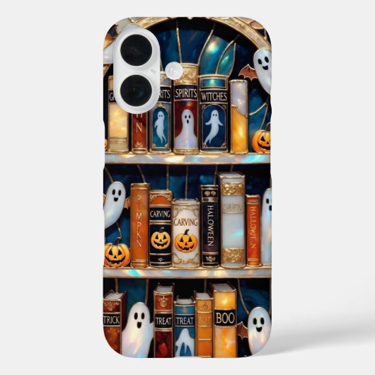 Halloween Bookshelf Phone Case Ghost Pumpkin Boo Case-Mate iPhoneケース (裏面)